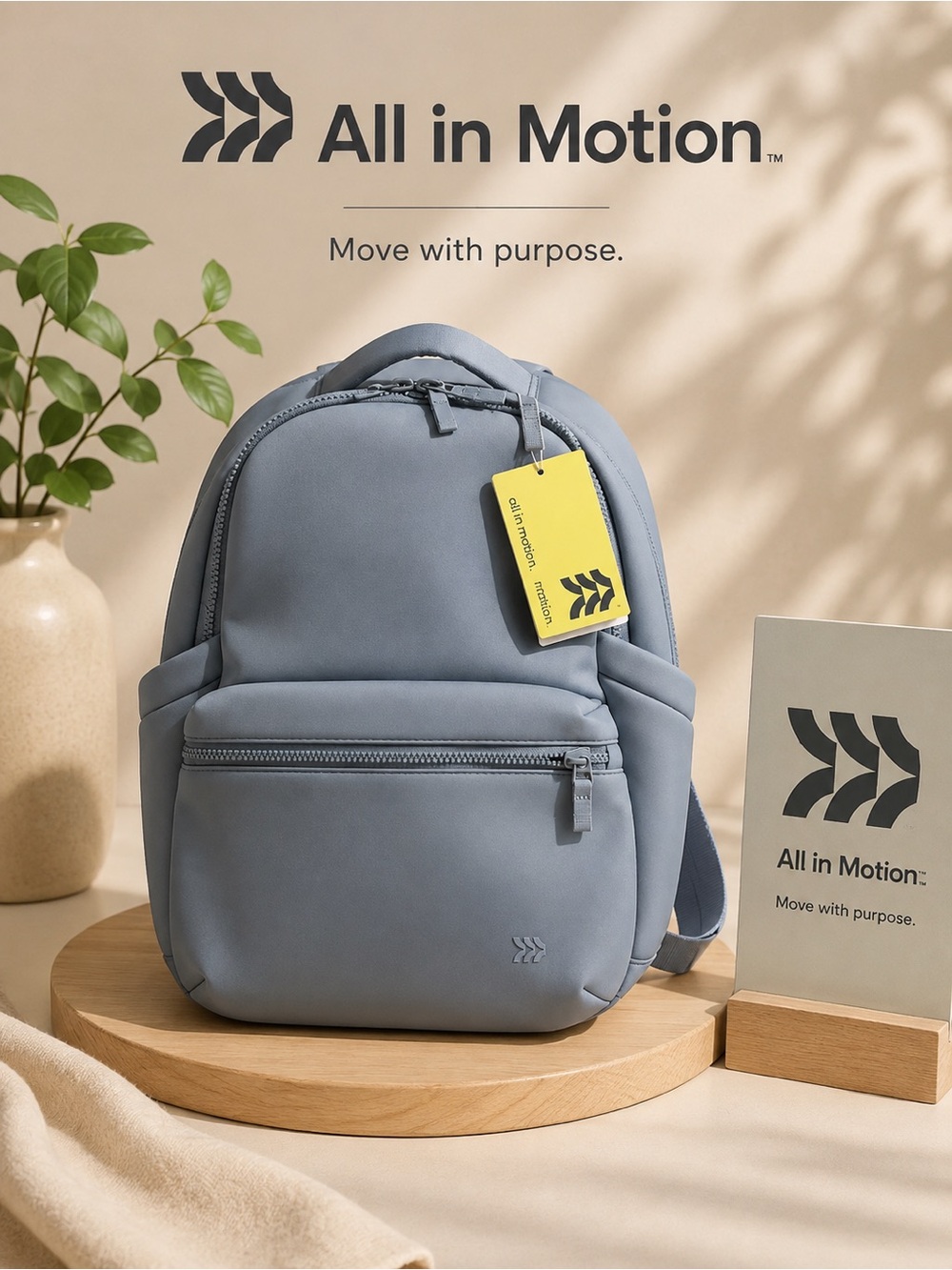 All in Motion Faux Neoporene Light Gray Compact Backpack - NWT